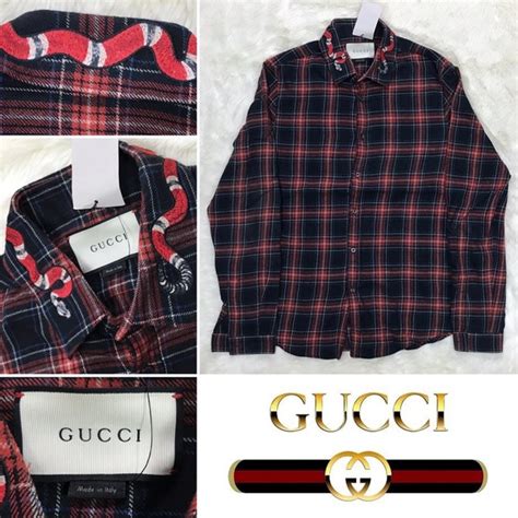 gucci flannel snake|flannel Gucci shirts.